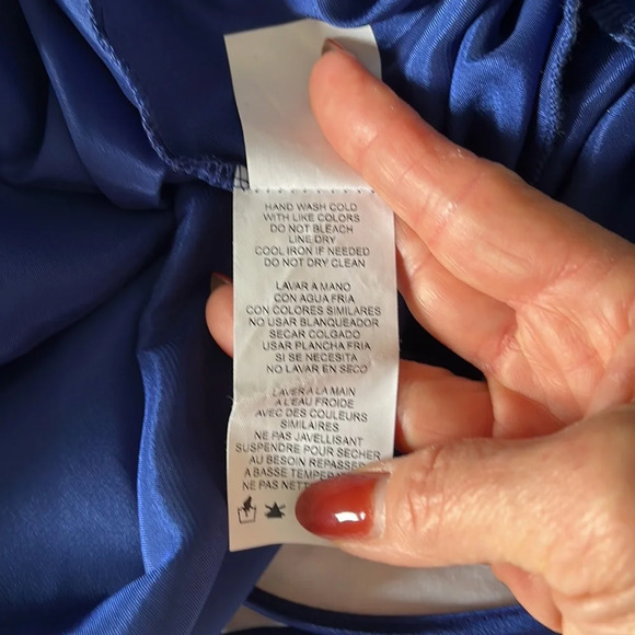 Bebe Satin Cowl Neck Midi Slip Dress royal blue size S - Picture 10 of 10